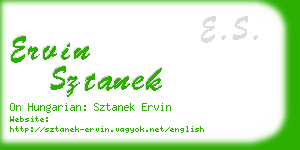 ervin sztanek business card